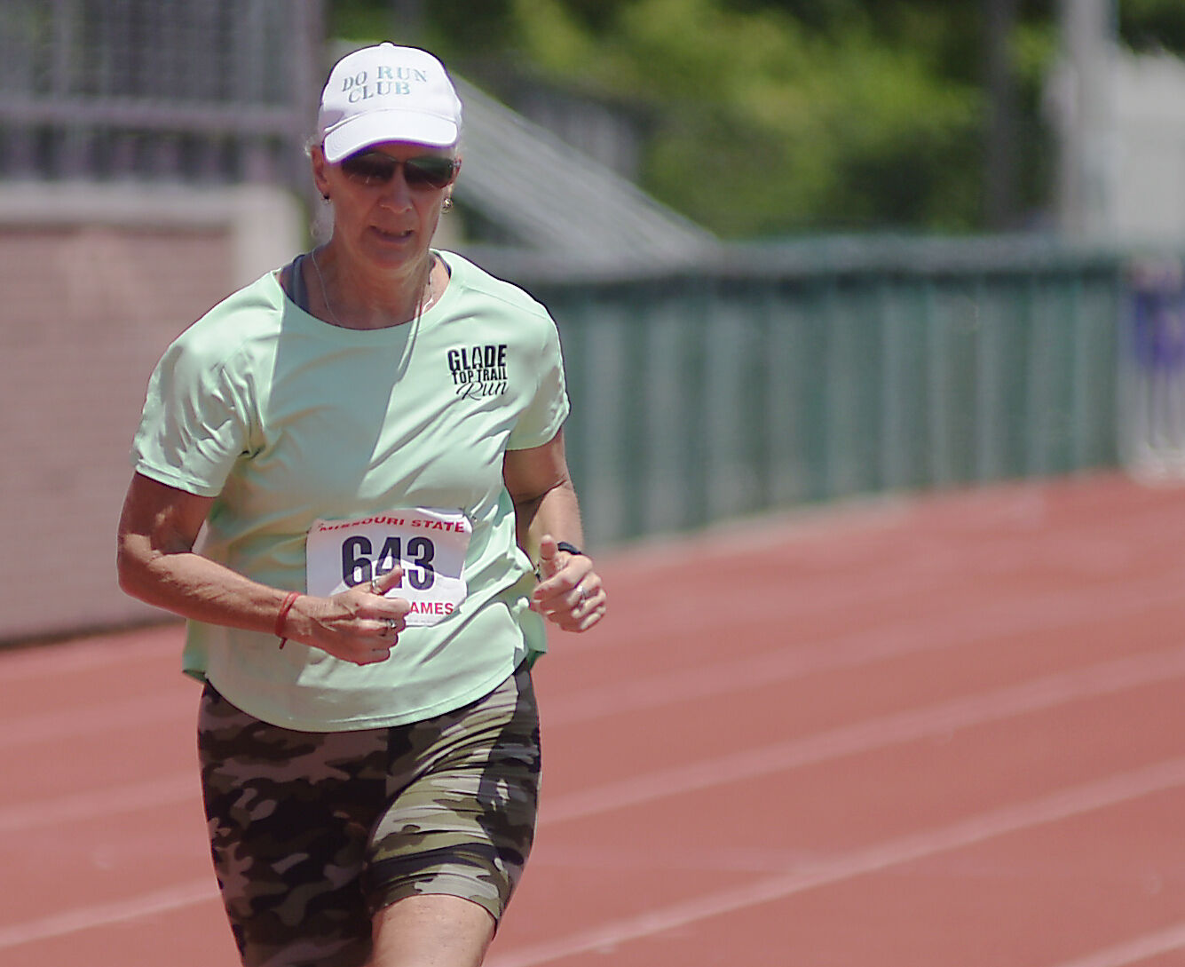 Liz Kyger runs during the 800 meter event